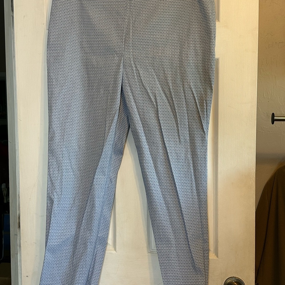 Dress Pants Blue Pattern Career Casual Stretch Trousers Size 16